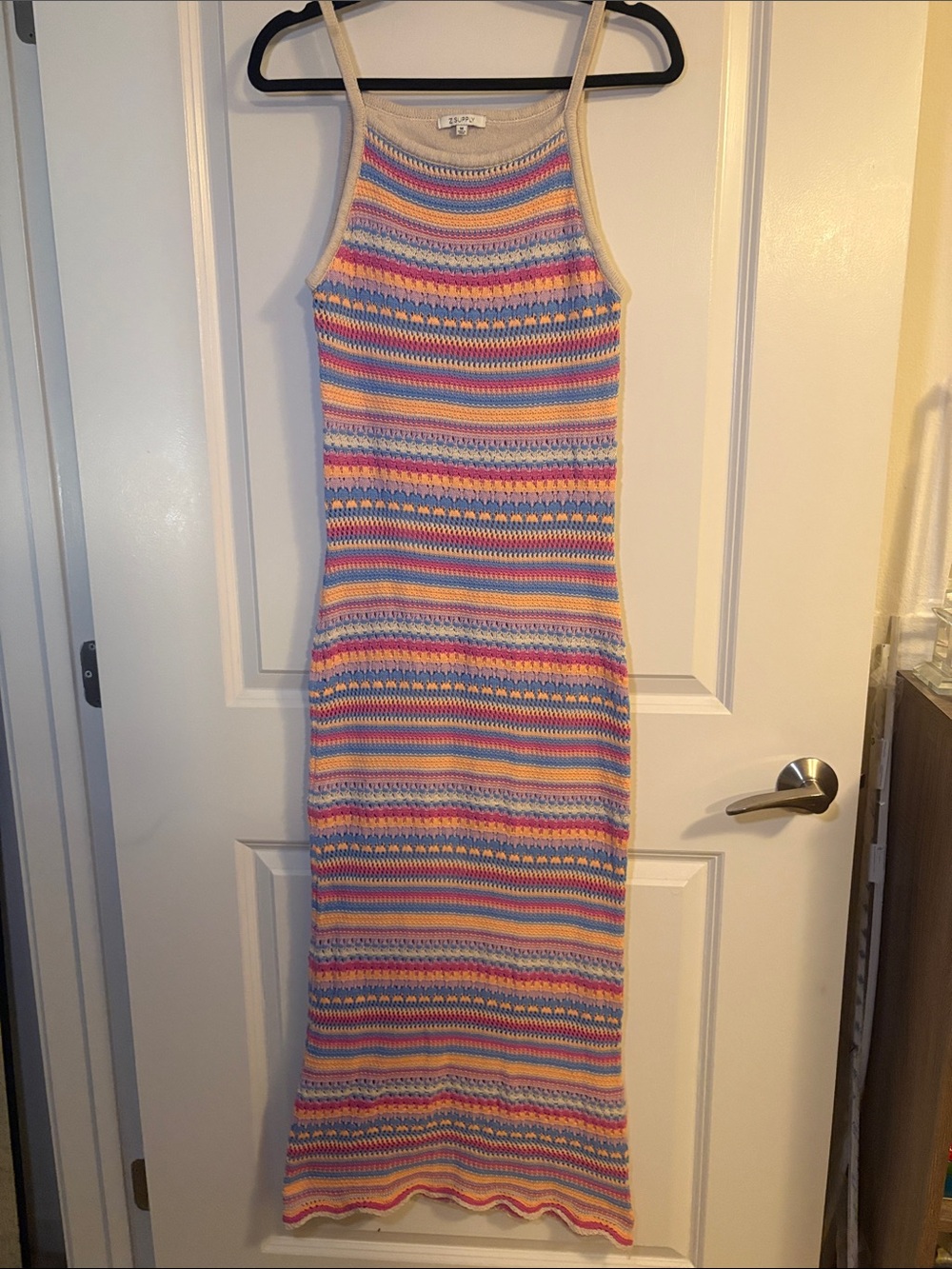Z Supply Pastel Multicolor Striped Knit Halter Maxi Dress